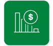 white outline of dollar sign symbol on a green square