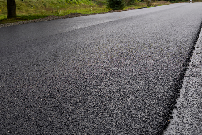 Freshly paved asphalt road