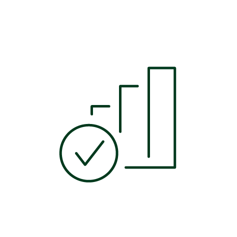 green outline of bar graph