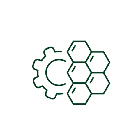 green gears and hexagons
