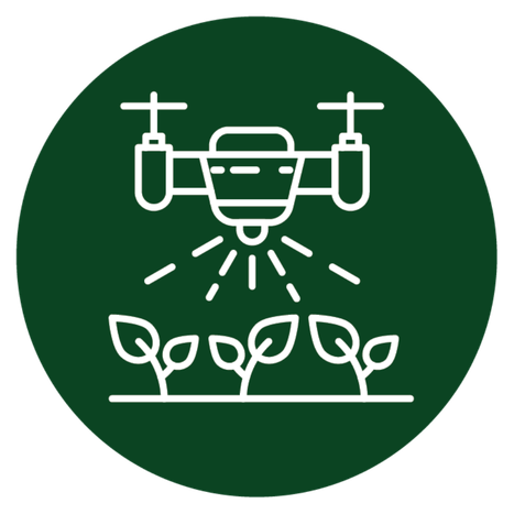 Agriculture drone spraying crops icon