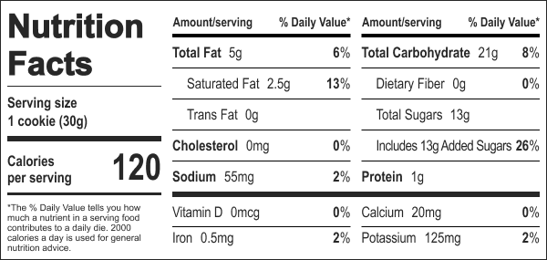 Black & white stuffed cookie nutritional information