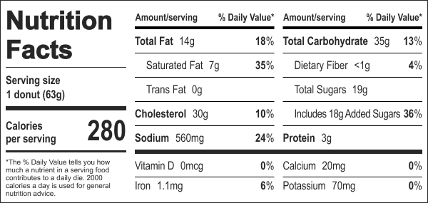 Black & white stuffed donut nutritional information