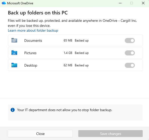 Back up Folders on this PC screenshot