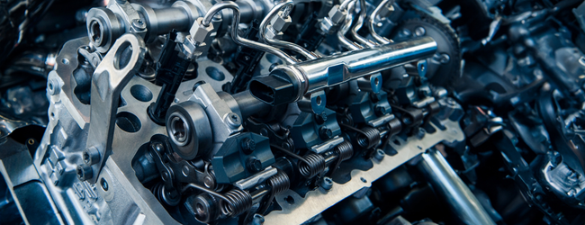 A close-up of the car's modern, powerful engine.
