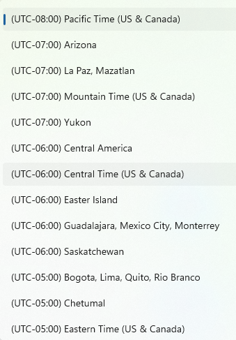 Pacific time dedault