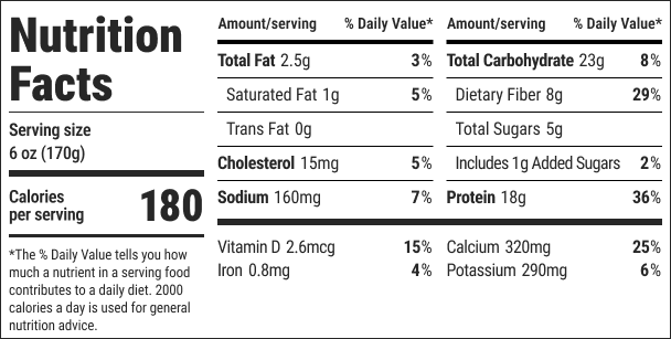 Protein Power Parfait nutritional information