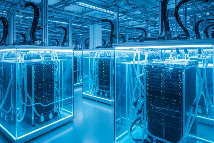 data center with liquid immersion pumps