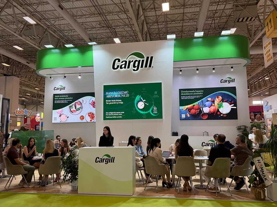 Cargill's food and agriculture exhibition in Foodist Istanbul 2026 showcasing various agricultural products and innovations.