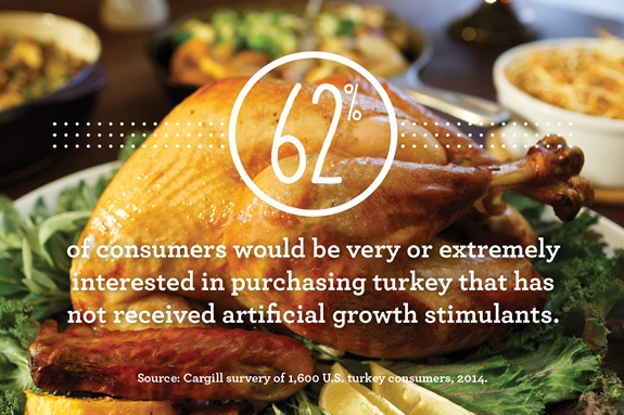 62% of consumers would be very or extremely interested in purchasing turkey that has not received artificial growth stimulants.