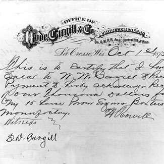 1880 document about move to La Crosse