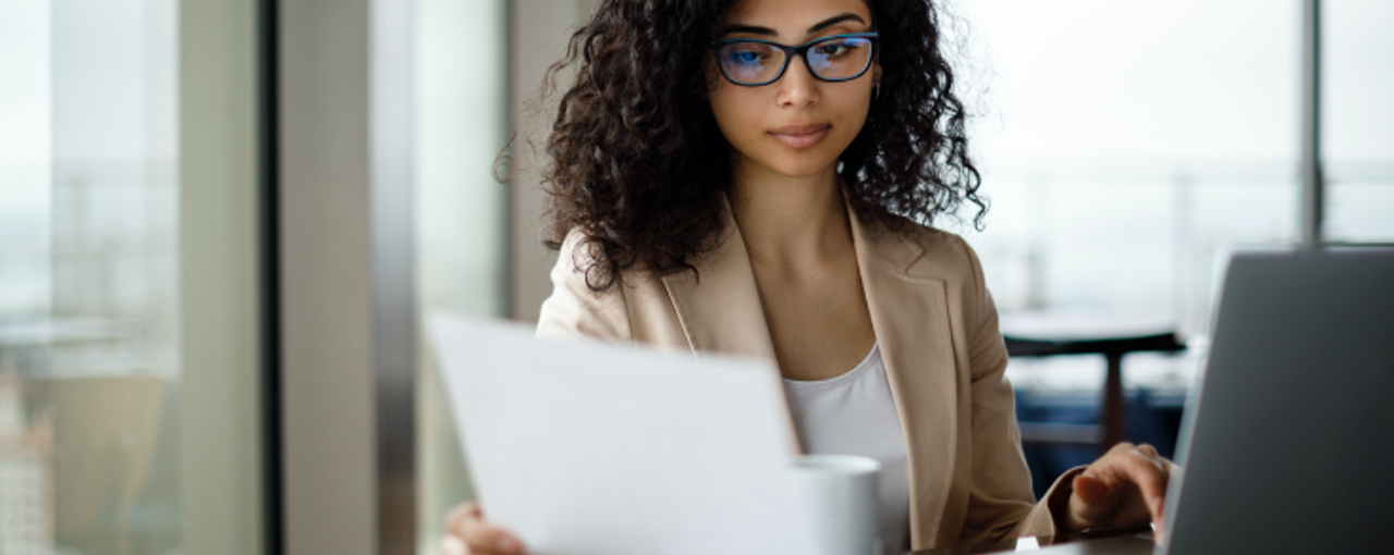 Woman creating invoice