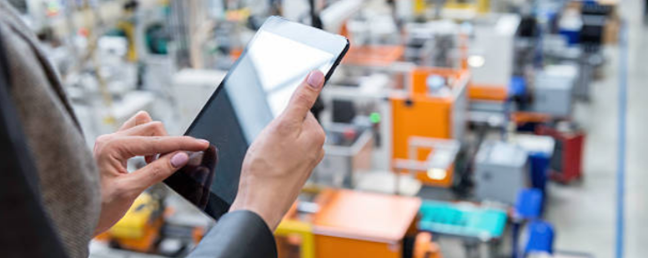 Working with mobile device on the plant floor.