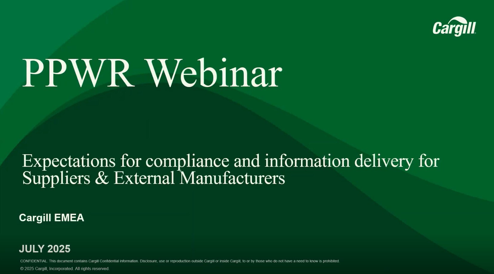 EU Packaging & Packaging Waste Regulations Cargill Suppliers Webinar